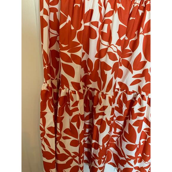 Summer tiered dress size large orange on cream botanical - Picture 8 of 8